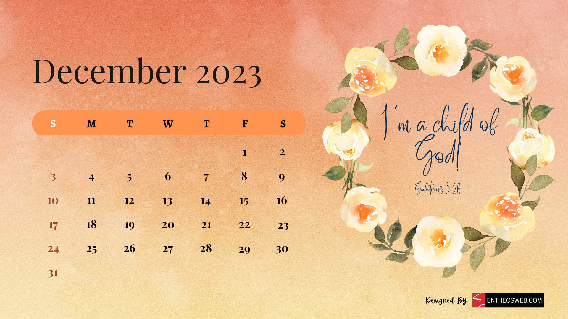 December Calendar Desktop Wallpaper