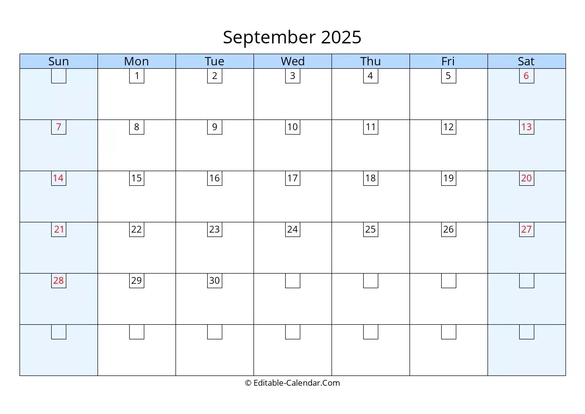 Printable September 2025 Calendar With Holidays