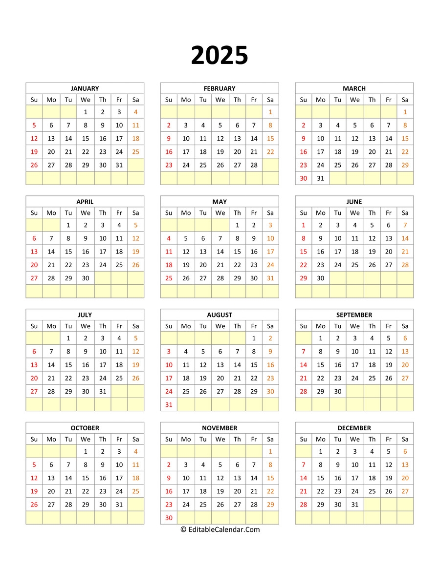 September 2025 Editable Calendar