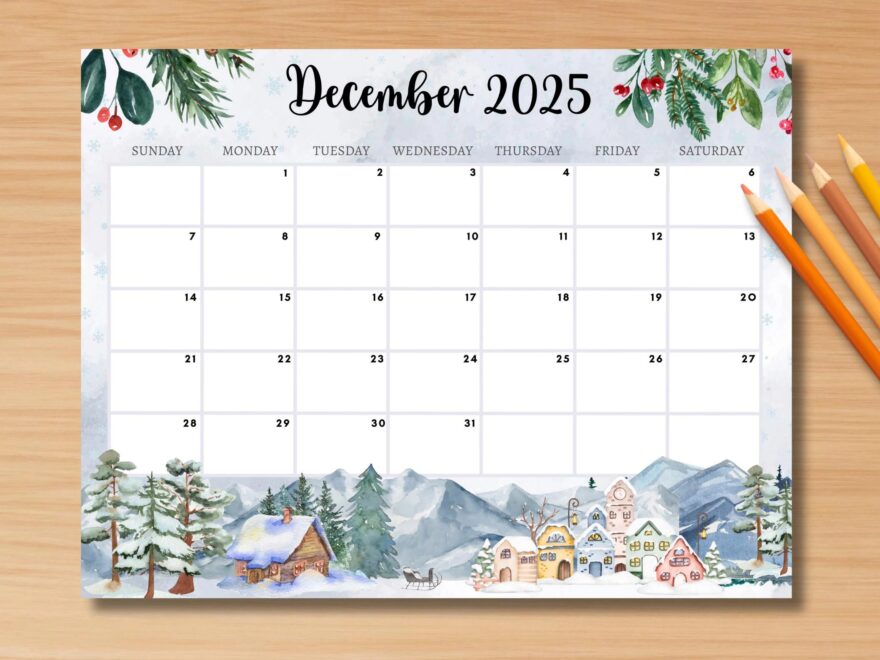 EDITABLE December 2025 Calendar Printable Monthly Planner Page With Winter Theme Monthly Calendar For Classroom School Instant Download Etsy