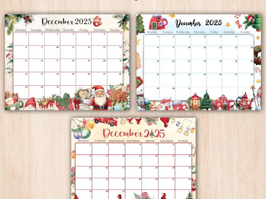 Editable December 2025 Calendar Printable Monthly Planner PDF Etsy