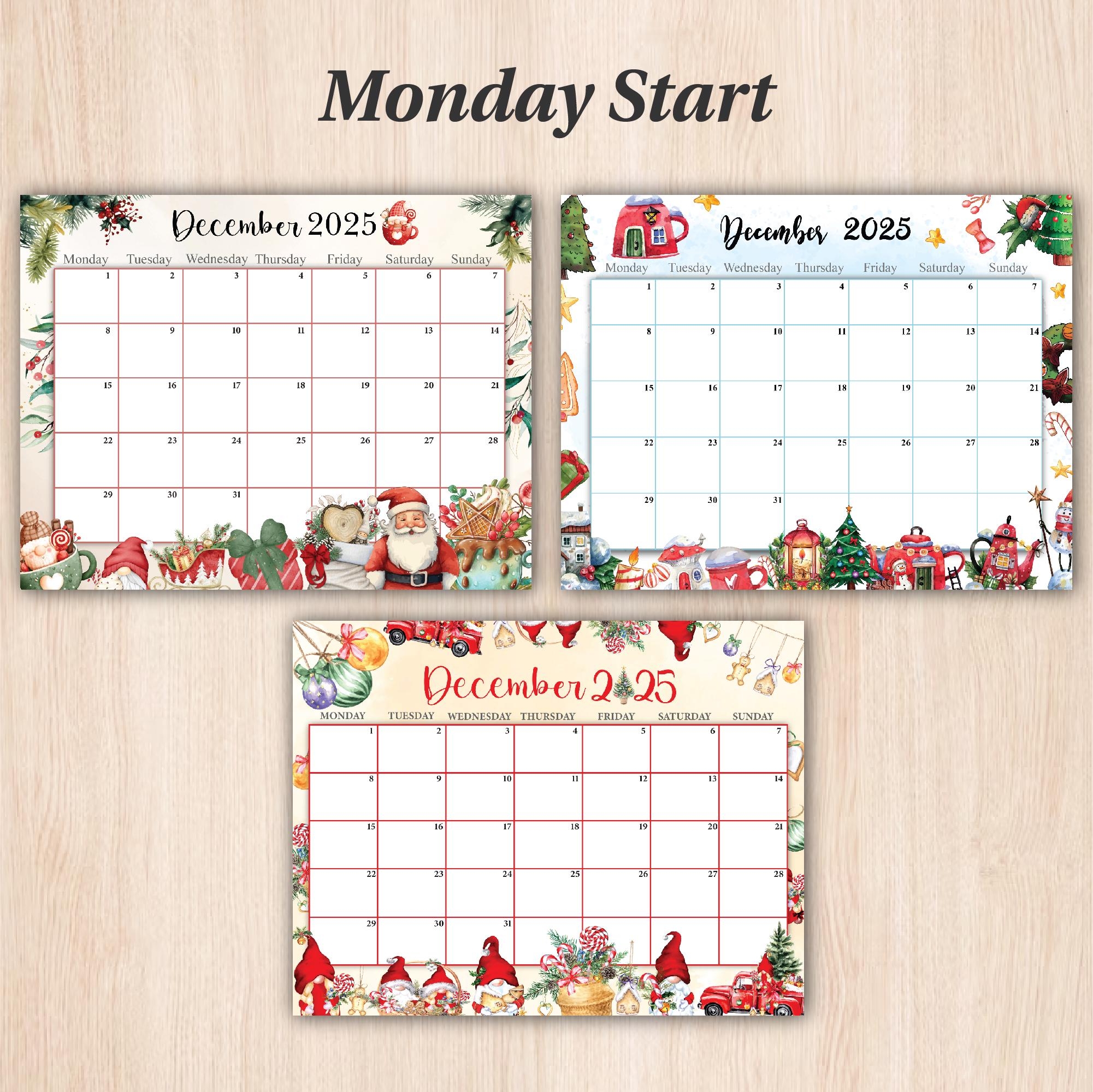 Editable December 2025 Calendar Printable Monthly Planner PDF Etsy