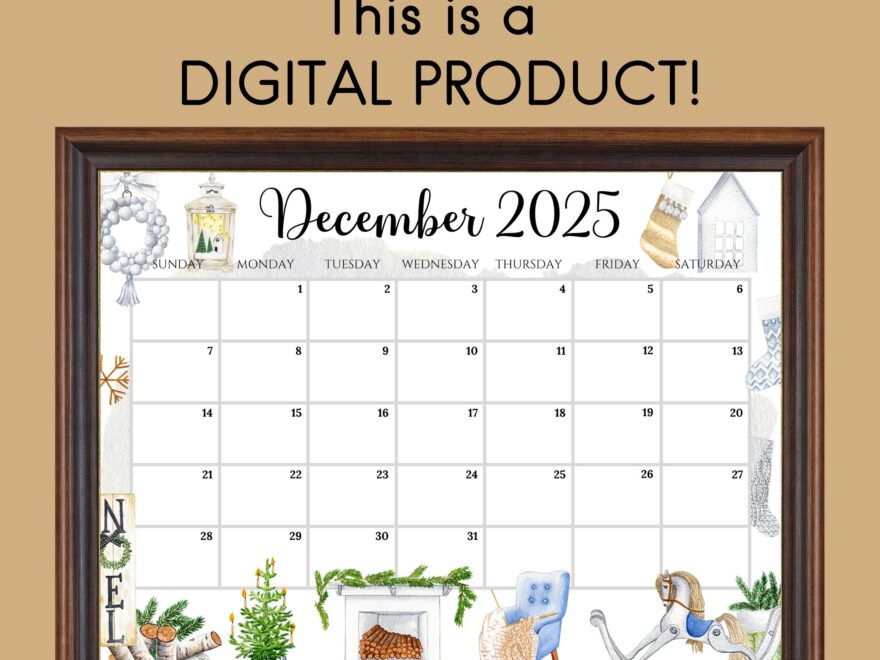 EDITABLE December 2025 Calendar Scandinavian Christmas Planner Printable Monthly Schedule For Kids School Home Office Work Digital Etsy