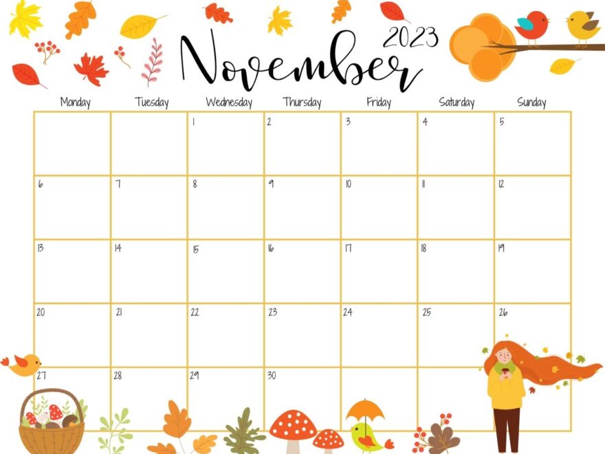 EDITABLE November 2025 Calendar Fall Foliage Calendar For Women Printable Planner Fillable Monthly Schedule Homeschool Calendar PDF Etsy