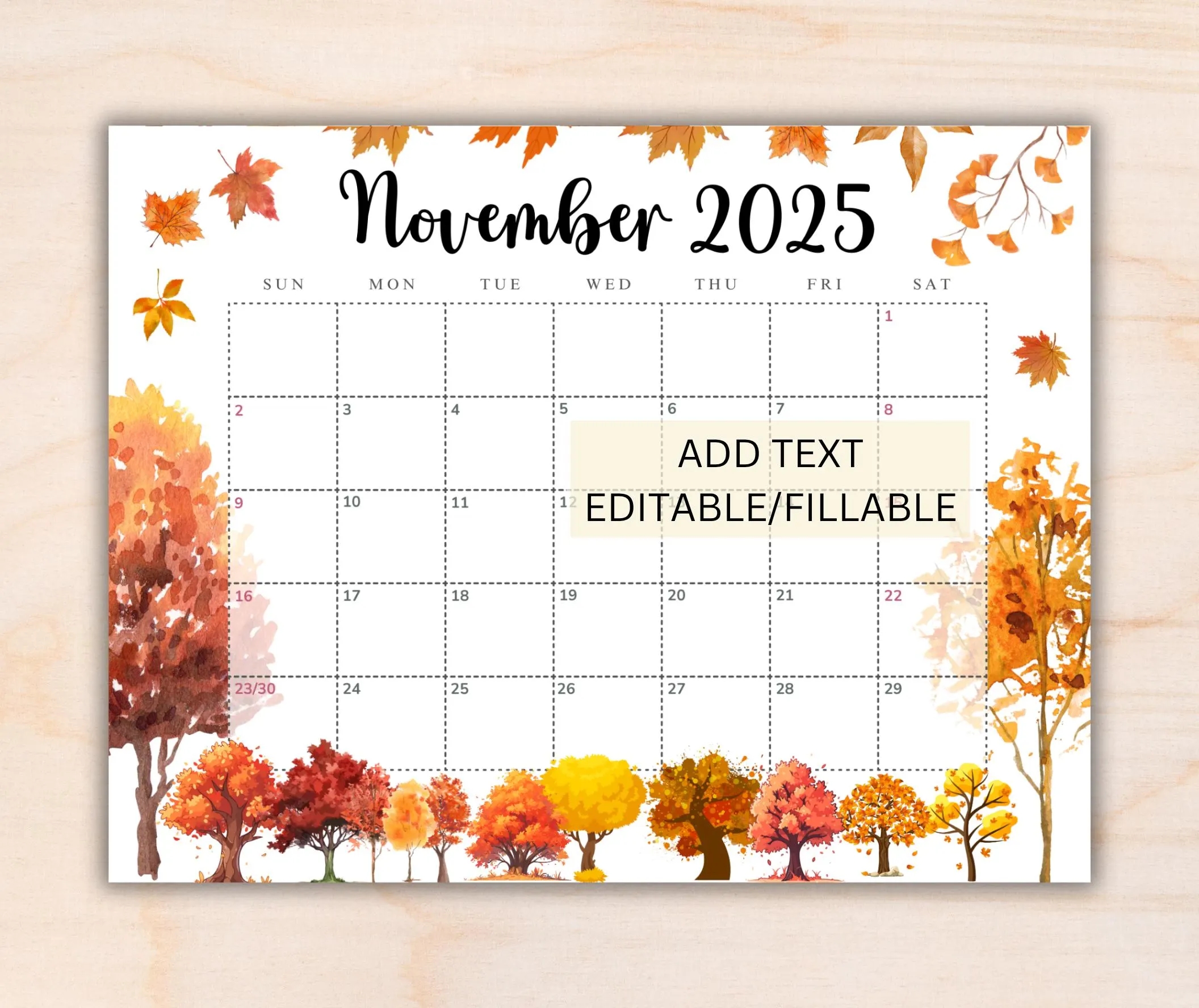 EDITABLE November 2025 Calendar Printable Monthly Calendar 2025 Digital Monthly Planner School Calendar Kids Schedule Classroom Calendar Etsy