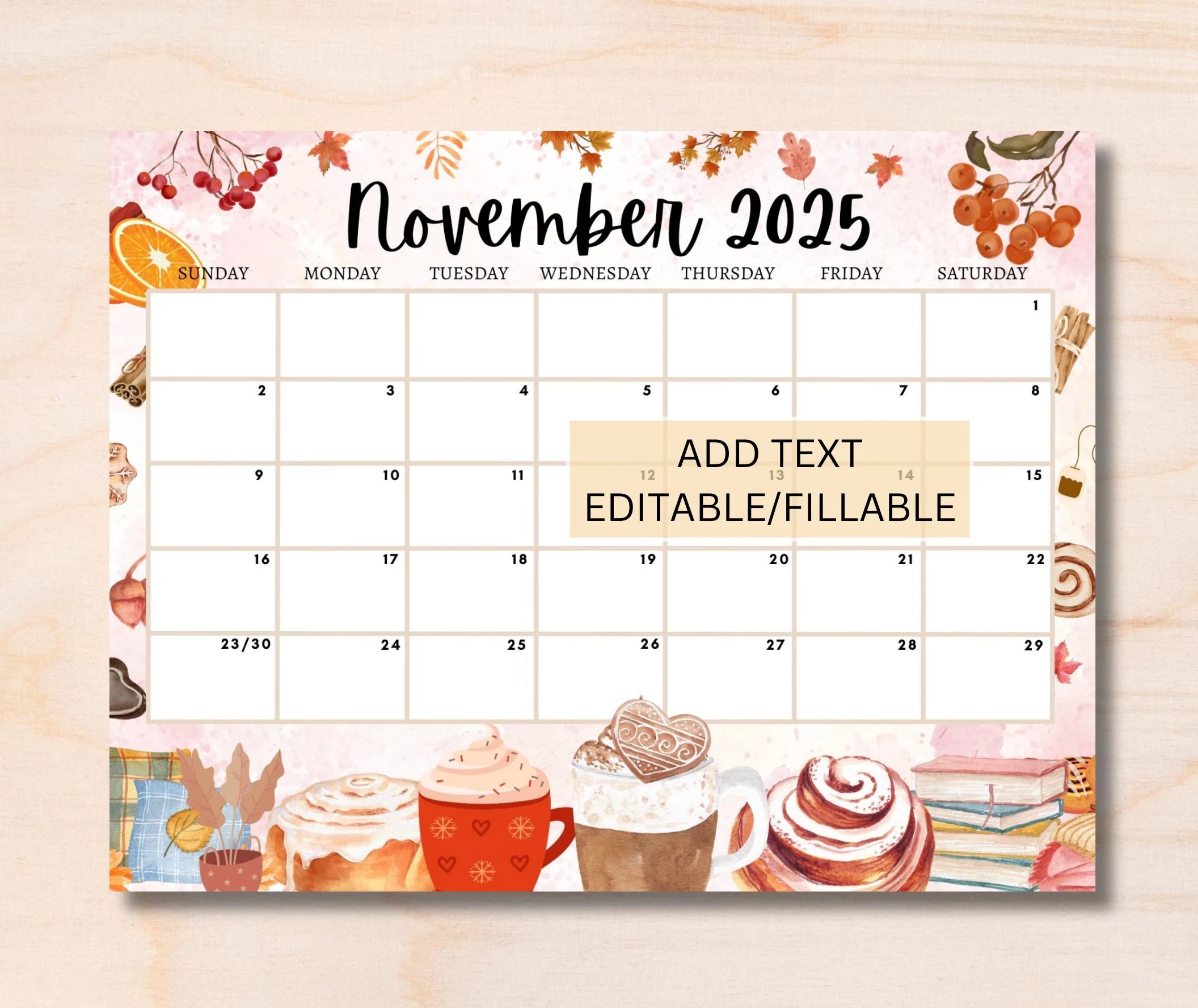 Printable November 2025 Monthly Calendar