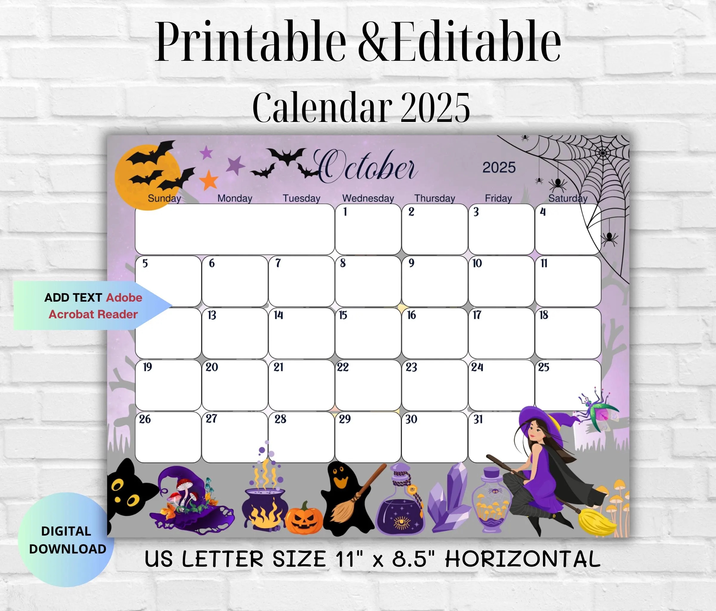 Editable October 2025 Calendar