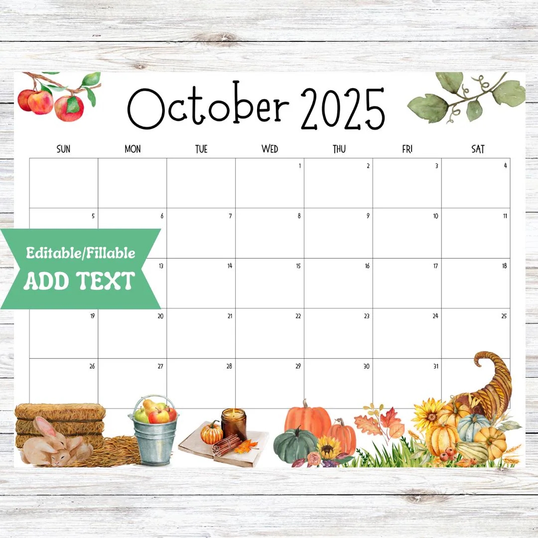 2025 October Calendar Printable