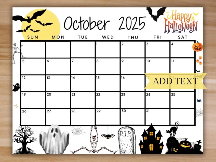 Editable October 2025 Calendar Printable Happy Halloween Calendar W Spooky Castle Monthly Calendar School Calendar Instant Download Etsy Israel