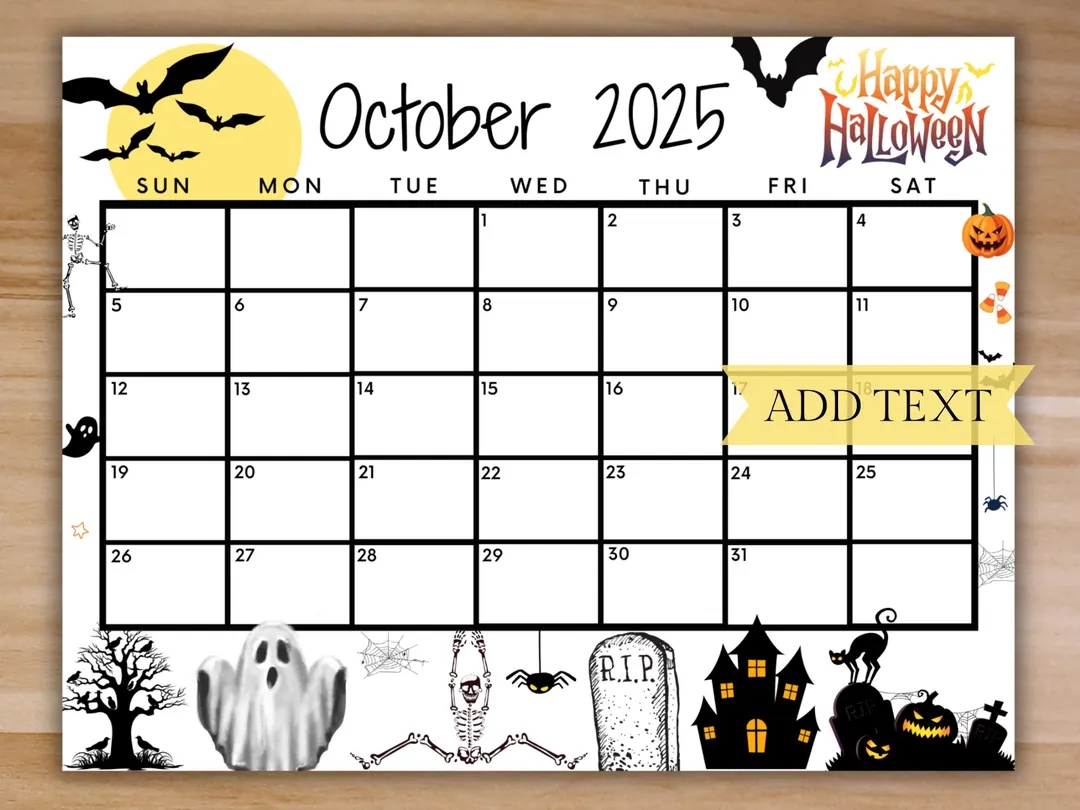 Editable October 2025 Calendar Printable Happy Halloween Calendar W Spooky Castle Monthly Calendar School Calendar Instant Download Etsy Israel