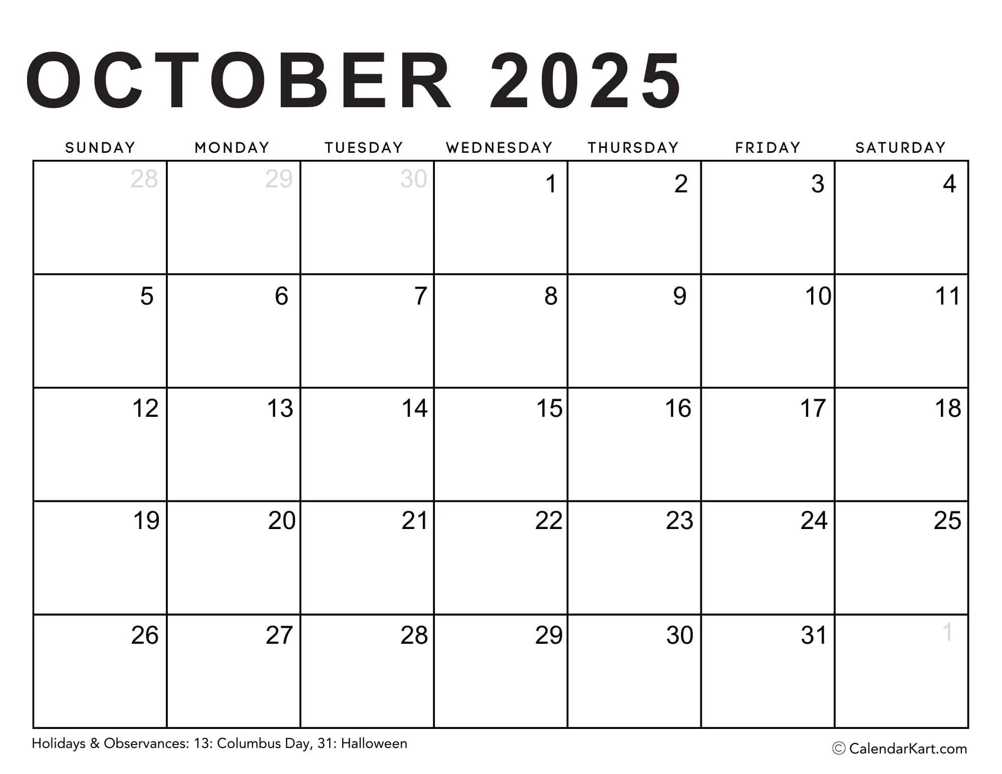 Editable Printable Calendars 2025 Typeable PDF CalendarKart