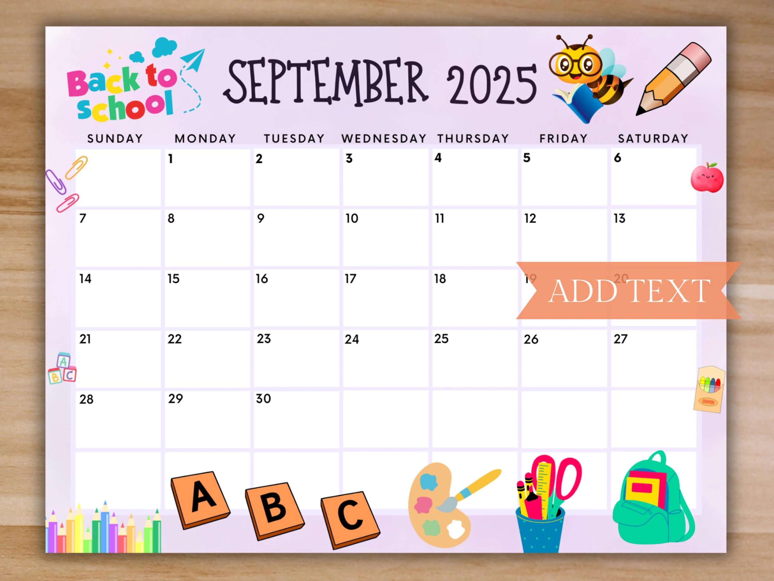 Classroom Calendar September 2025