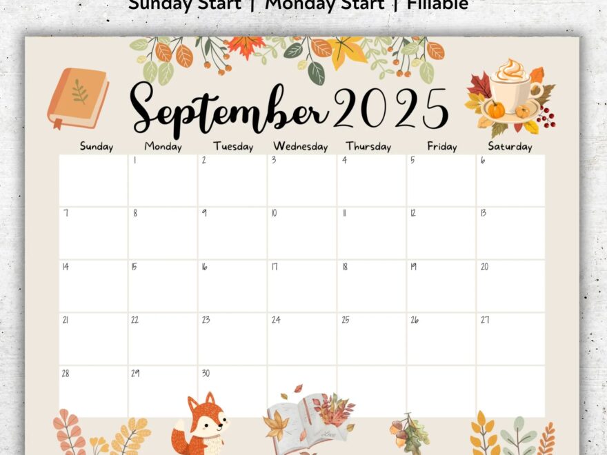 EDITABLE September 2025 Calendar Printable September Planner Homeschool Calendar Academic Calendar Beautiful Autumn Boho Colors Etsy