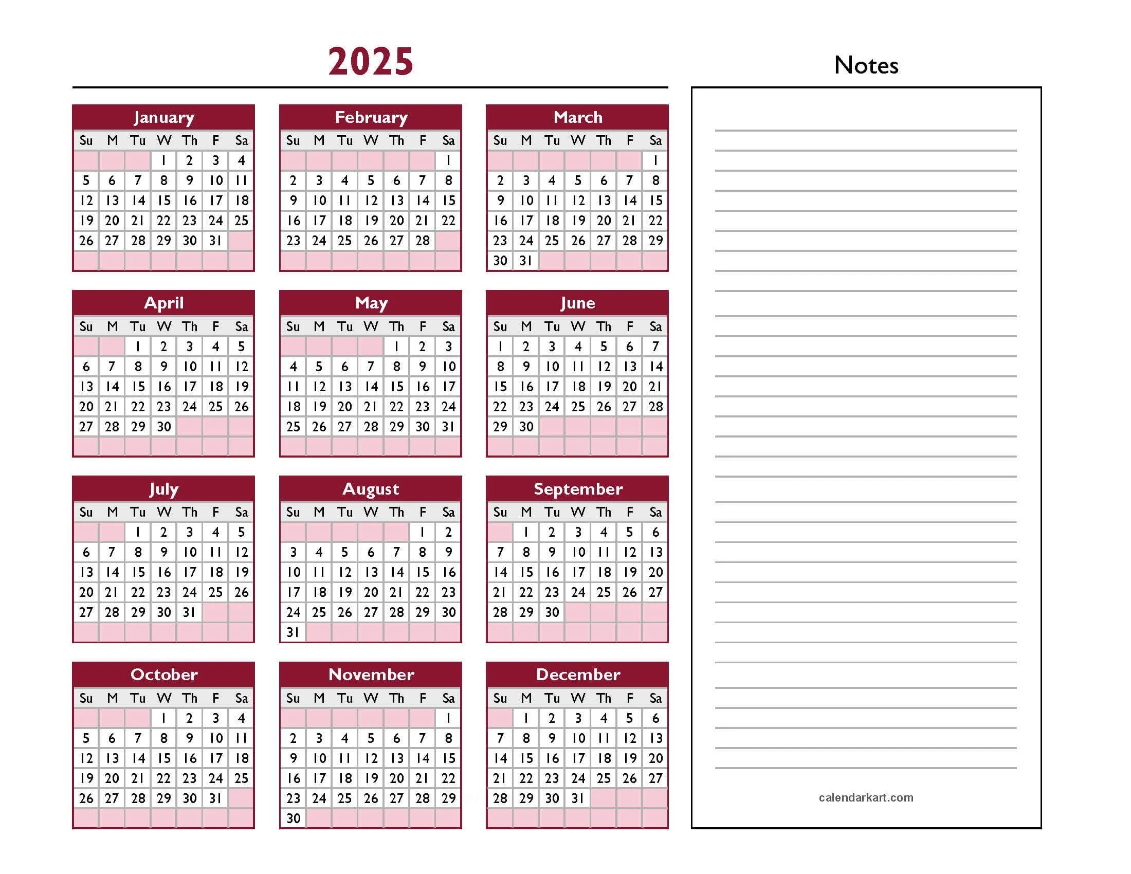 Excel Calendar Template 2025 CalendarKart
