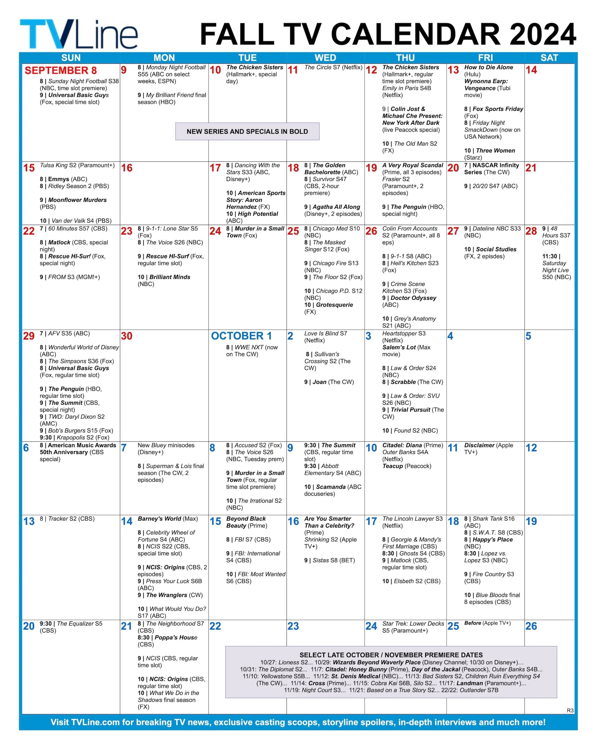 Fall TV Schedule 2024 Release Dates For Season And Series Premieres
