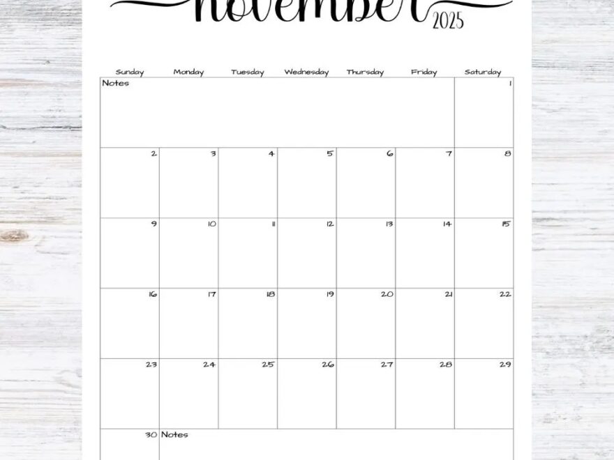 Fillable editable November 2025 Calendar November 2025 Calendar Simple Script Calendar Instant Download PDF PNG JPG Etsy
