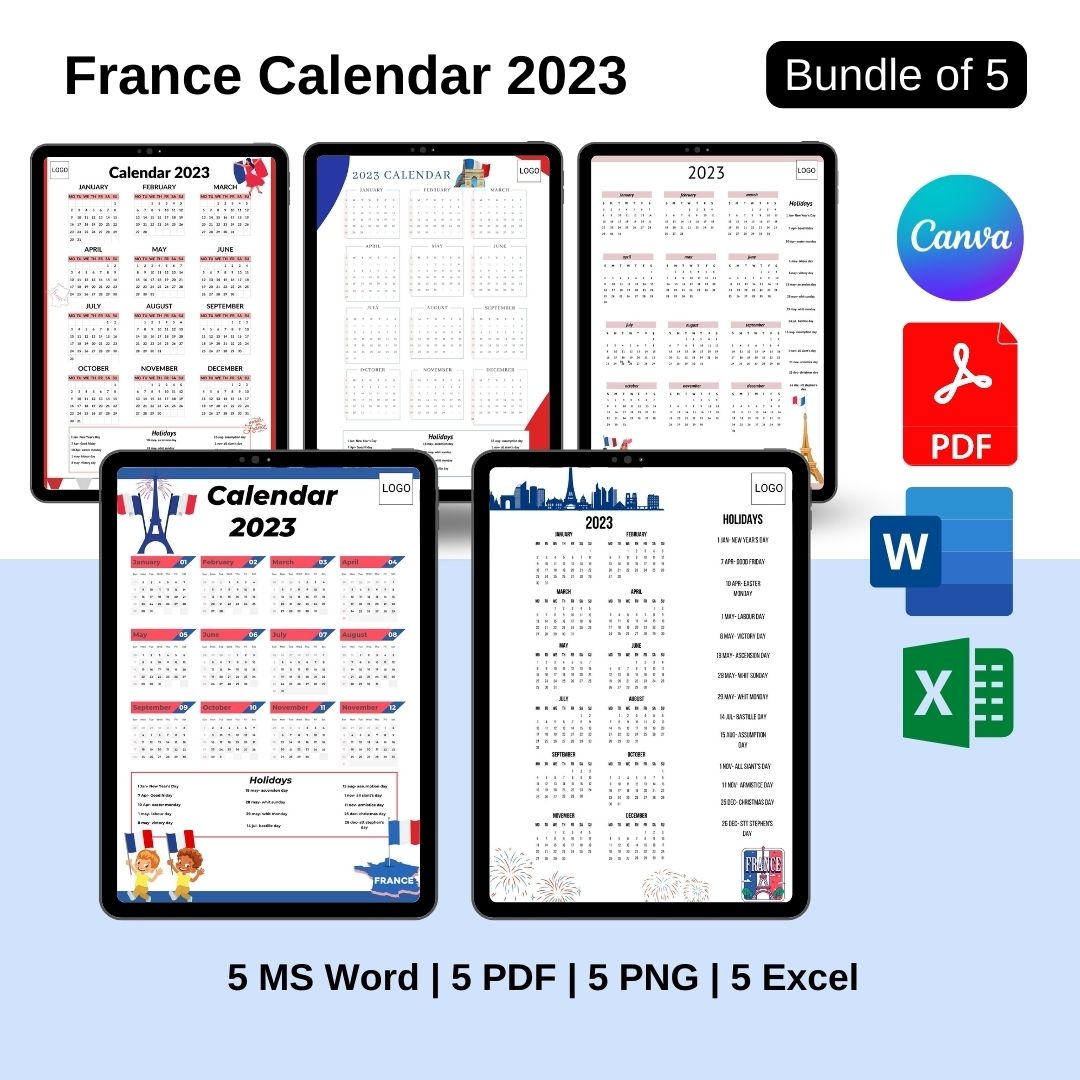 France 2025 Calendar Template Printable In PDF Word