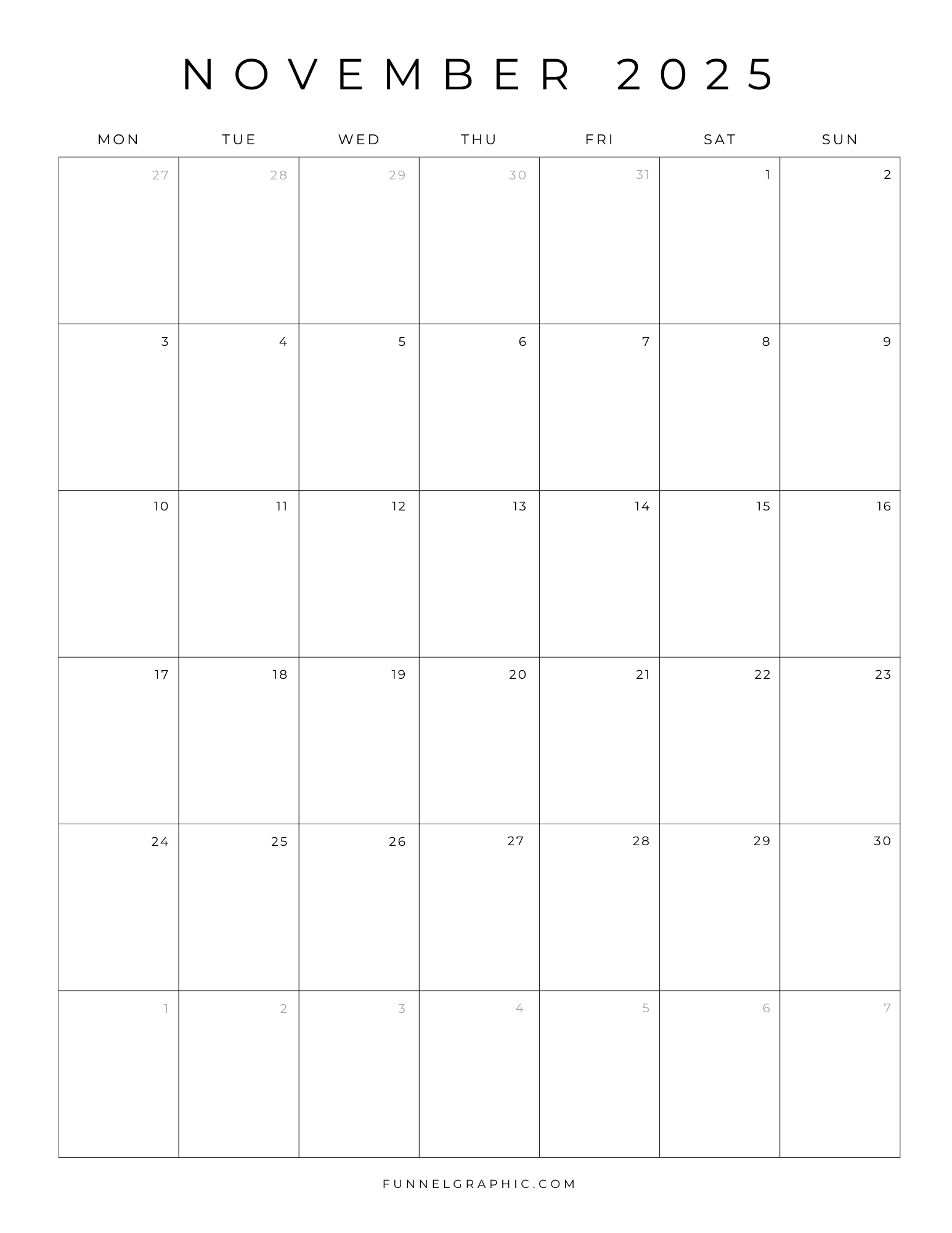 Free 2025 Calendar Printable Blank Portrait Templates
