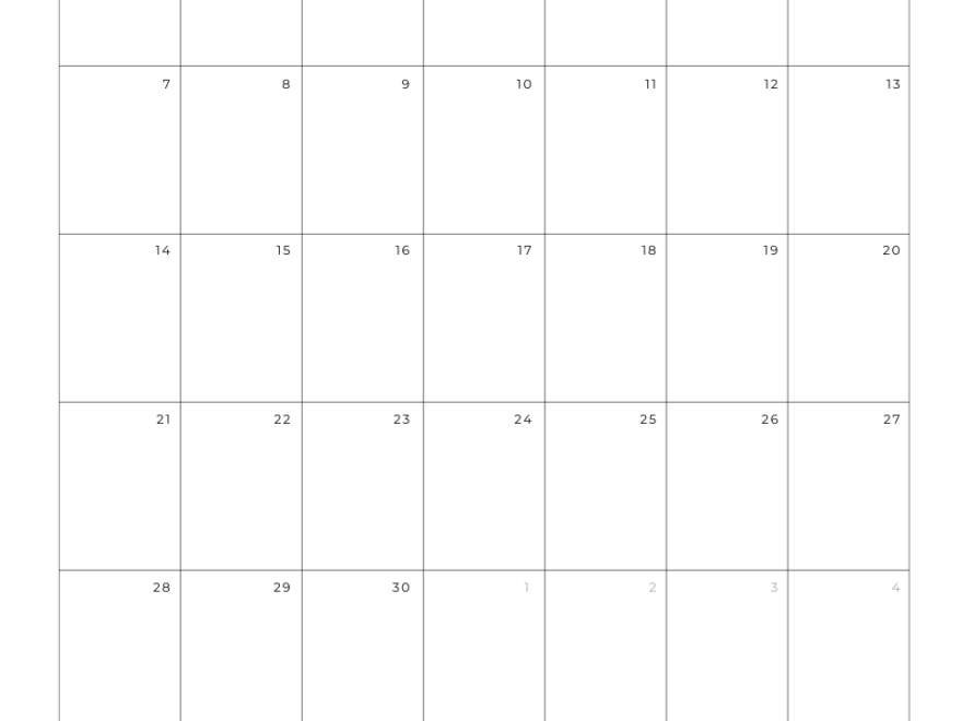 Free 2025 Calendar Printable Blank Portrait Templates