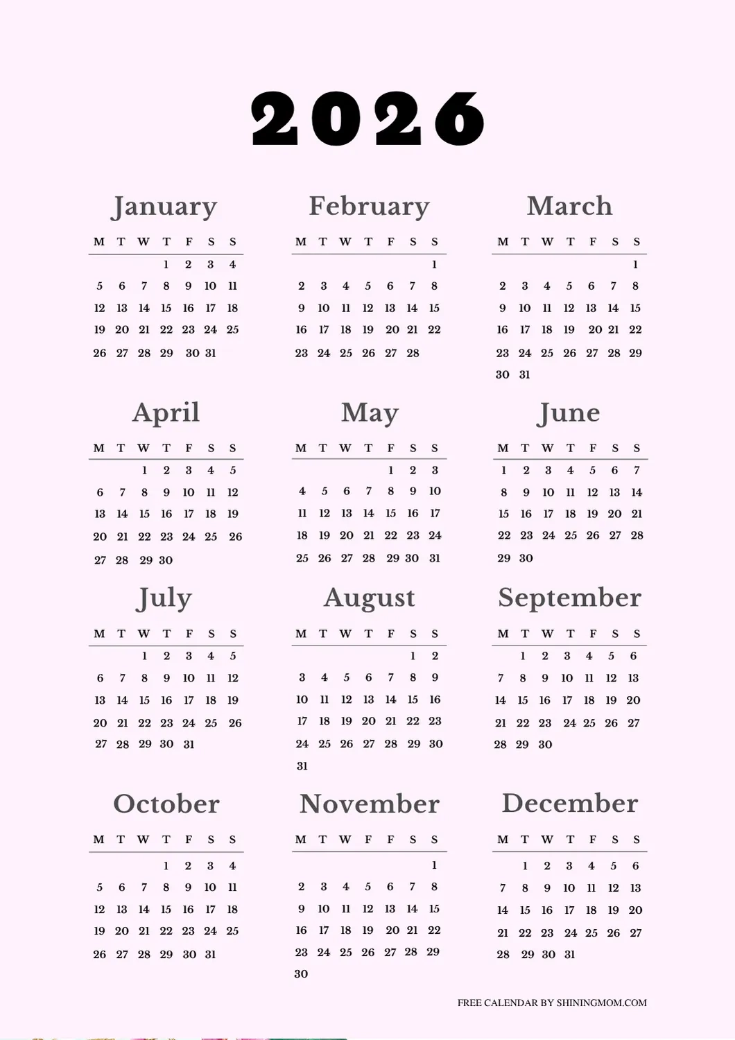 Gregorian Calendar Overview 2026