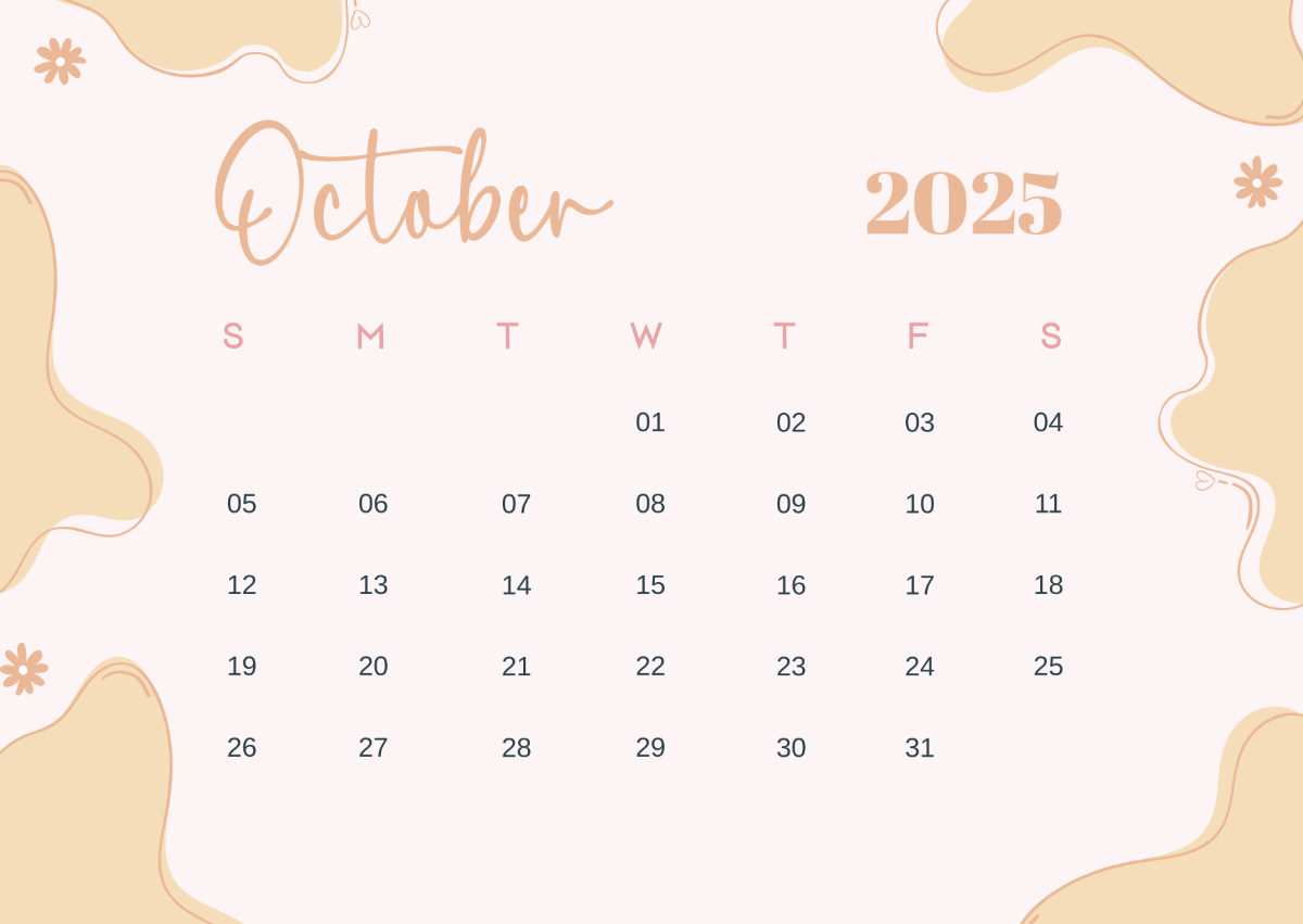 October 2025 Cute Calendar