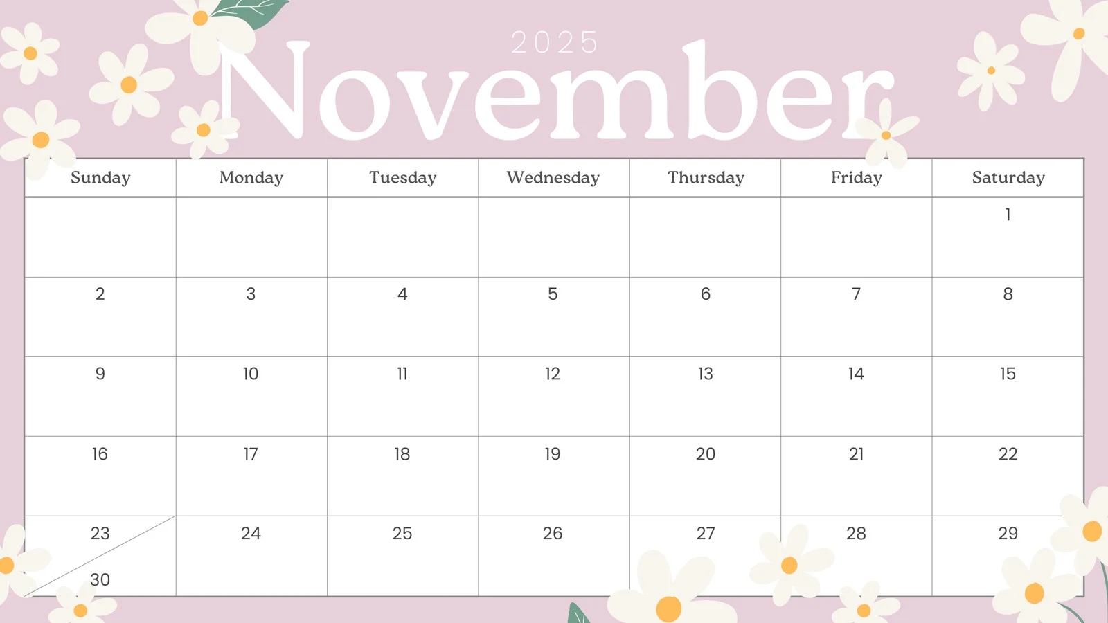 Free And Printable November 2025 Calendar Templates Canva