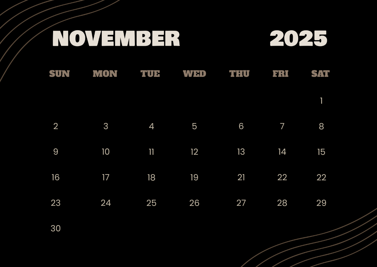 Calendar Template 2025 November