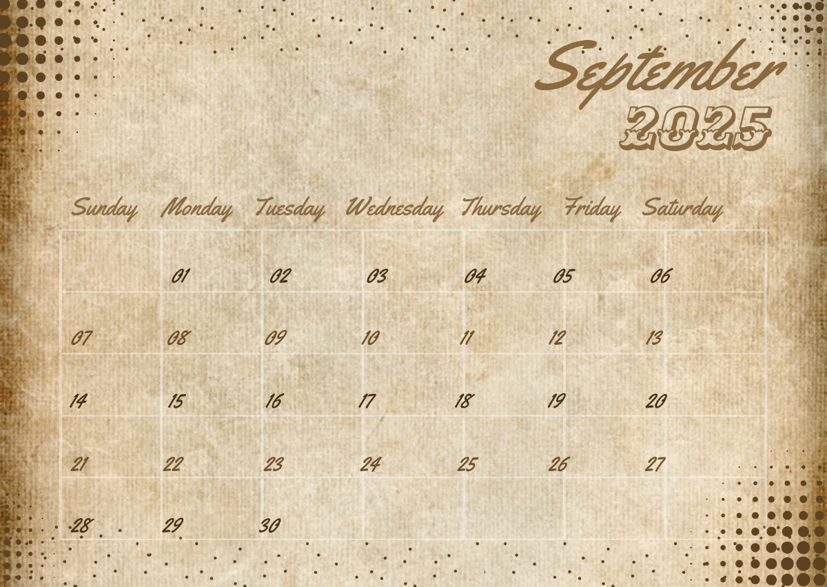 Free Brown Rustic September 2025 Calendar Template To Edit Online