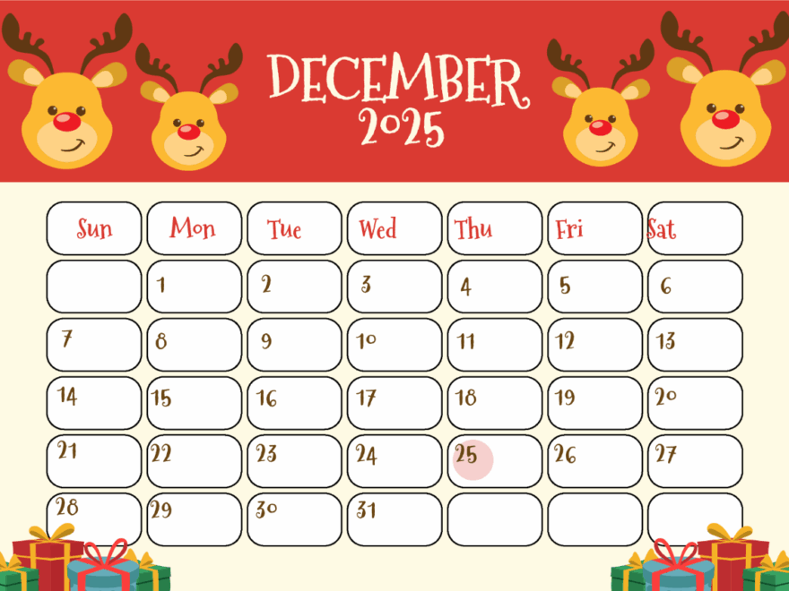 Free Colorful December 2025 Family Calendar Template To Edit Online