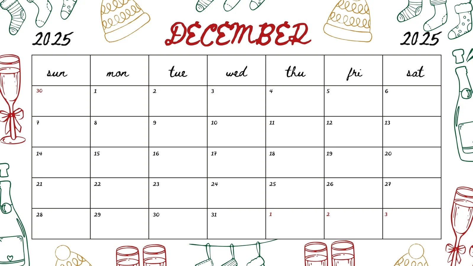 December 2025 Christmas Calendar