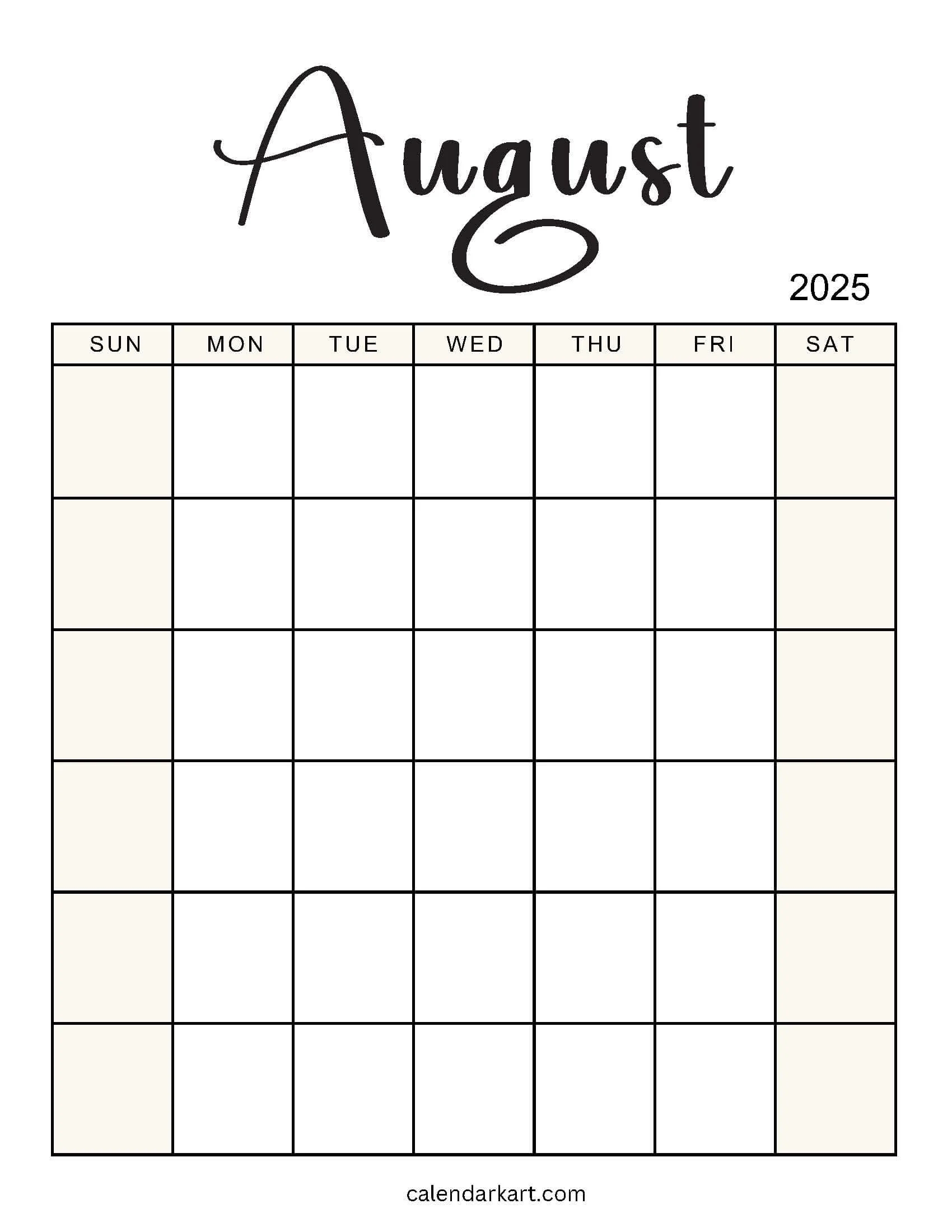 2025 August To December Calendar