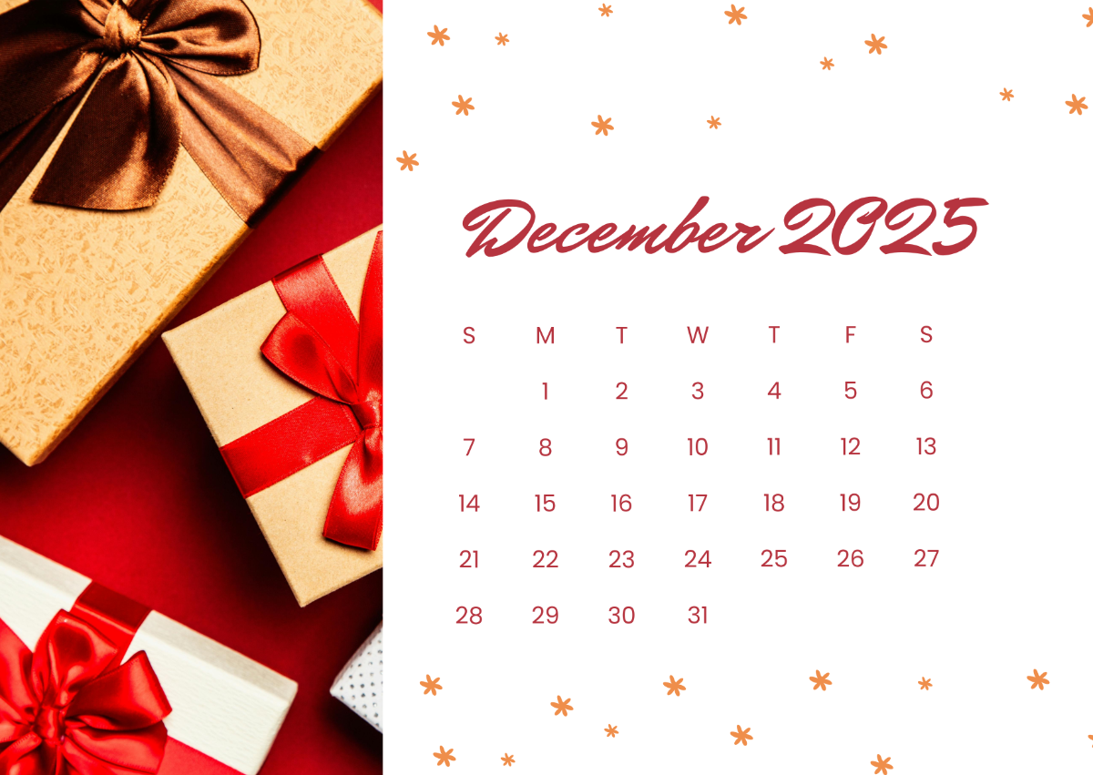 Free December 2025 Calendar Desk Template To Edit Online