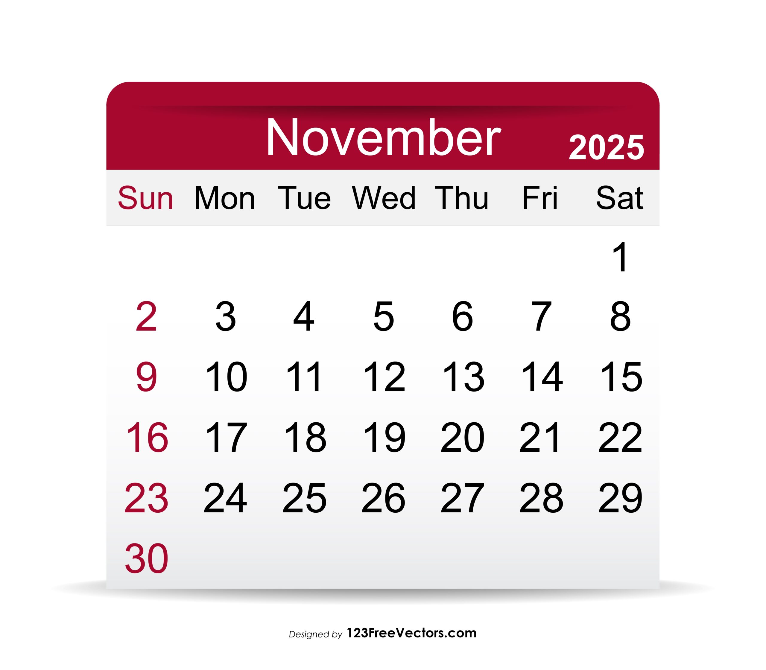 Free Download 2025 November Calendar