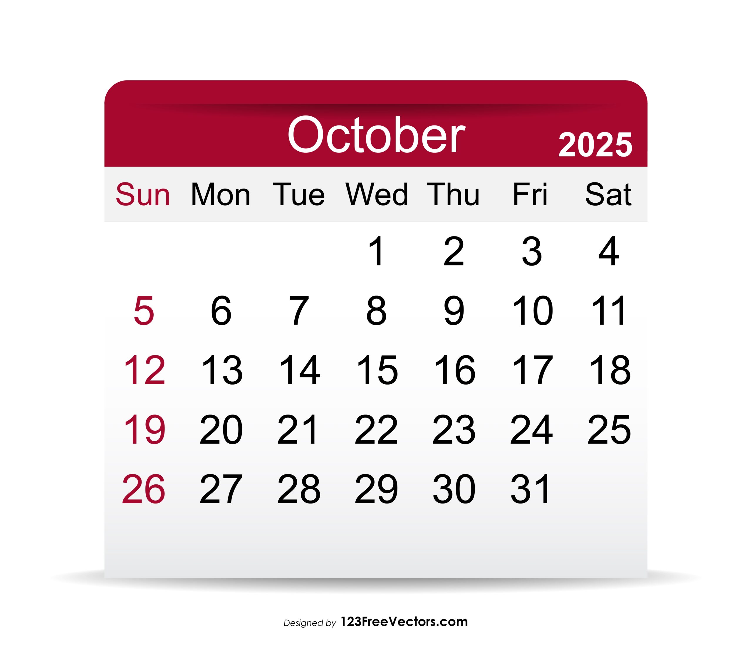 Free Download 2025 October Calendar