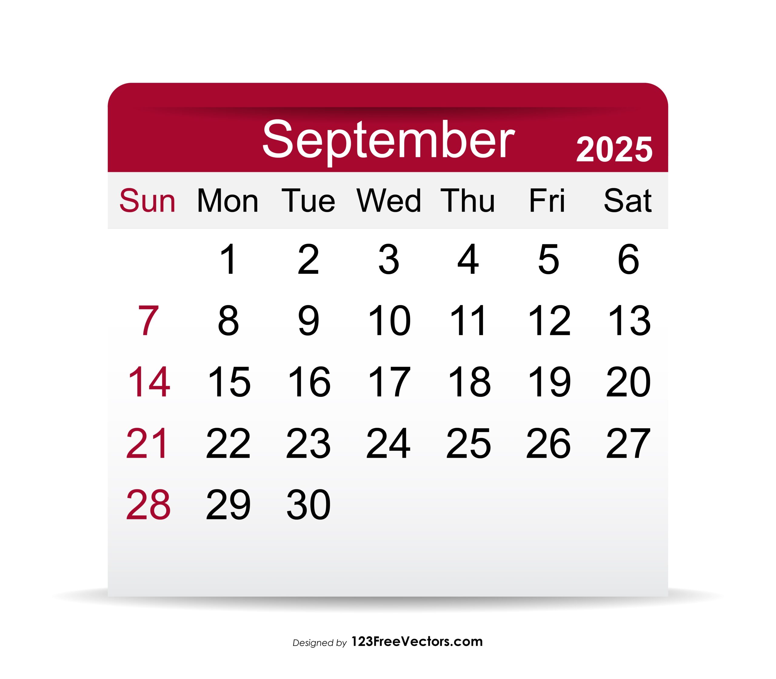 Designed Calendar For September 2025