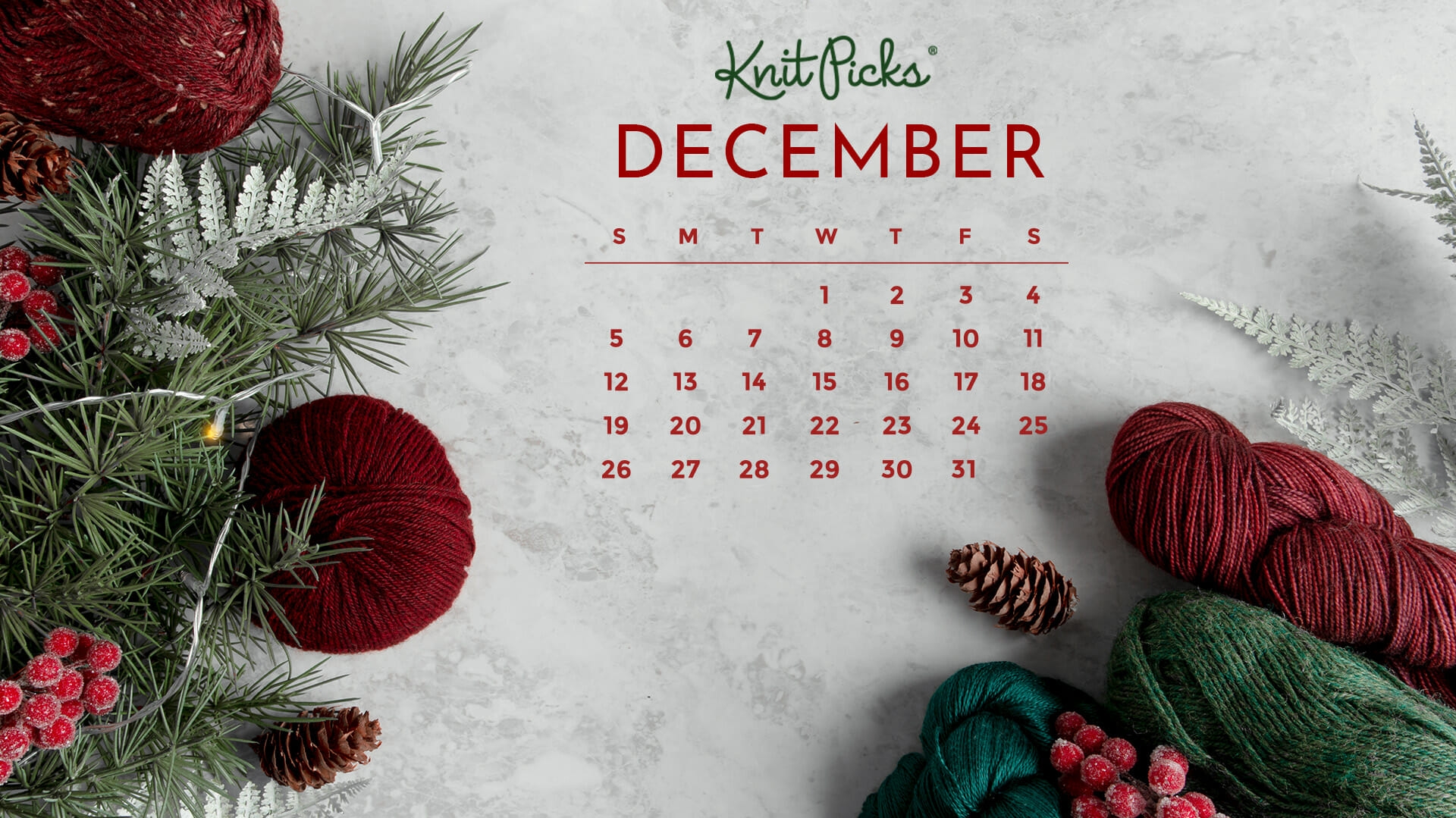 Free Downloadable December 2021 Calendar The Knit Picks Staff Knitting Blog