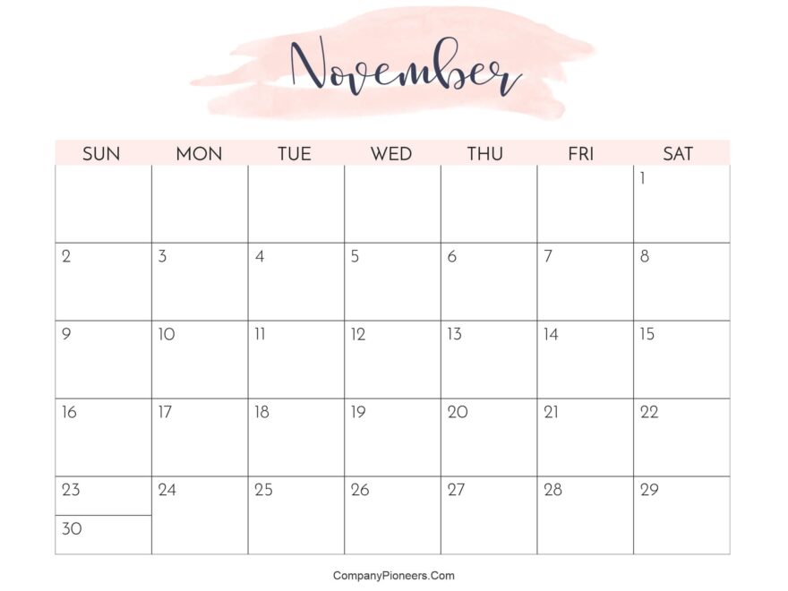 Free Floral November 2025 Calendar Printable CompanyPioneers Com