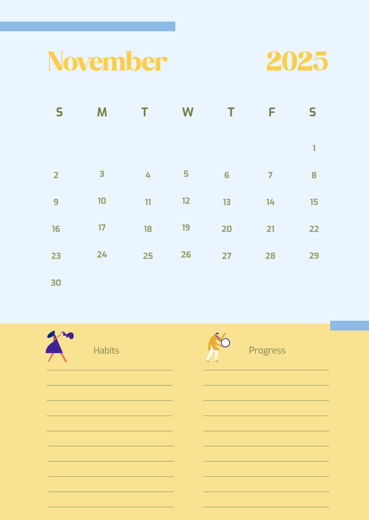 Free November 2025 Calendar With Habit Tracker Template To Edit Online