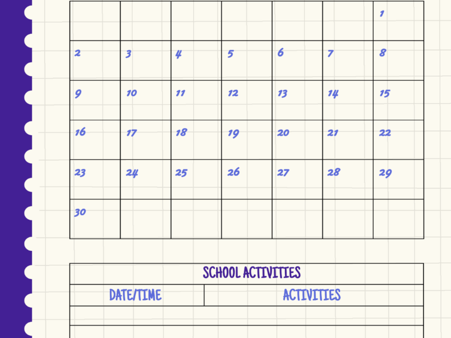 Free November 2025 School Calendar Template To Edit Online