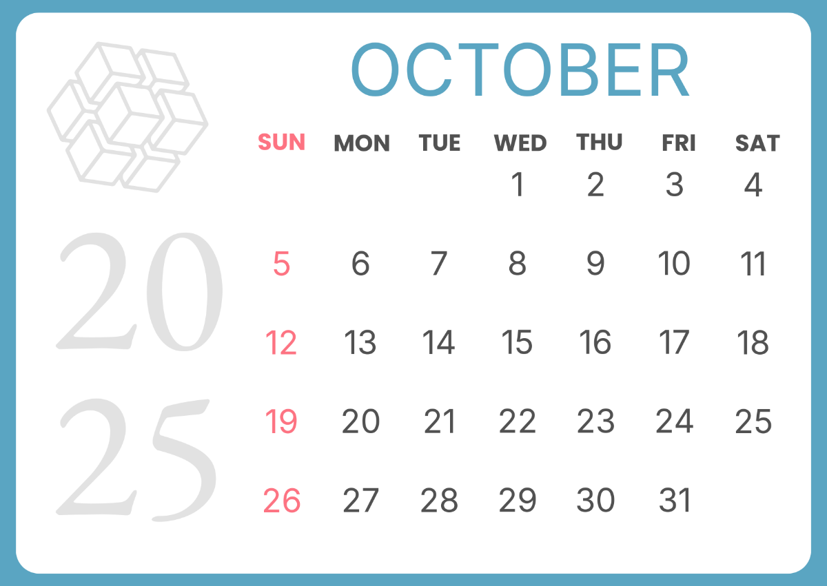 Free October 2025 Calendar Templates Editable And Printable