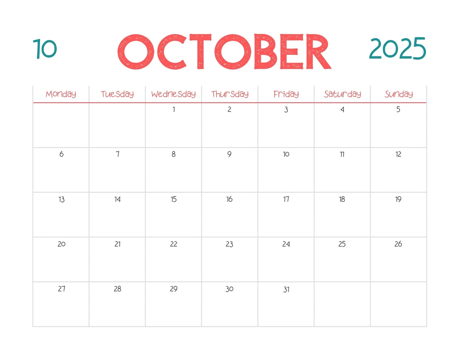 free october 2025 calendar templates to customize canva