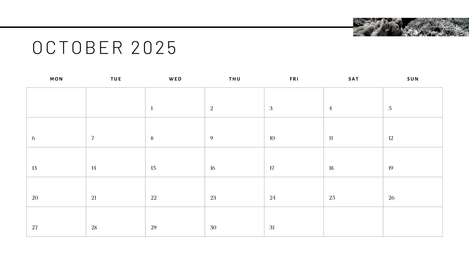 October 2025 Calendar Waterproof