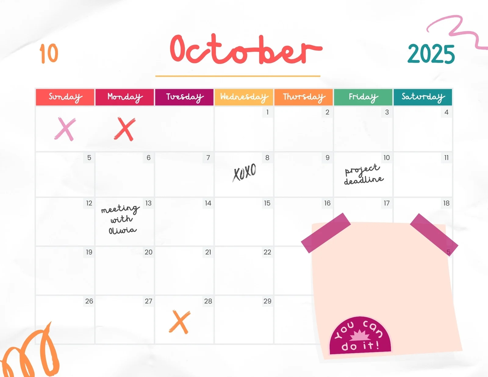 Free October 2025 Calendar Templates To Customize Canva