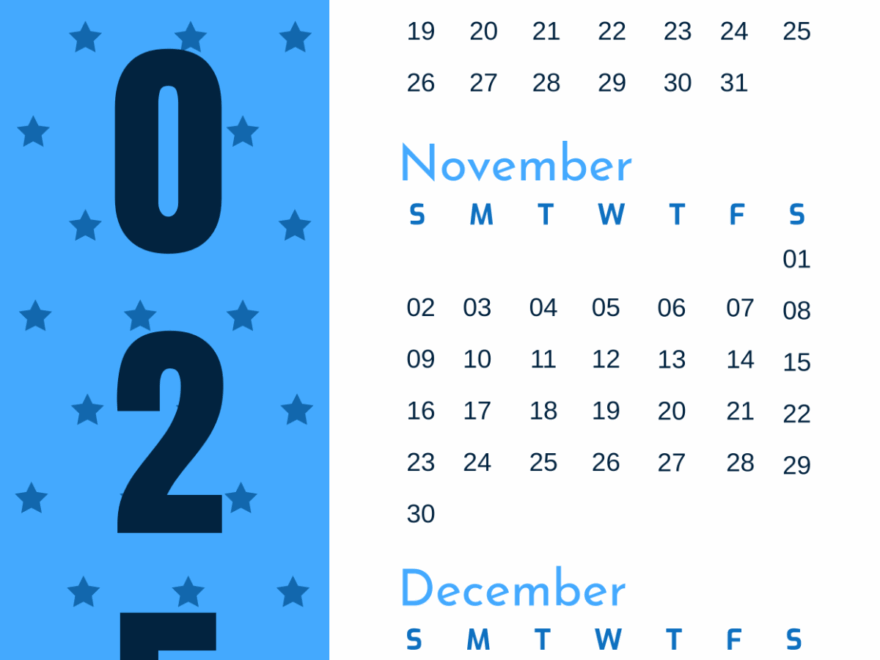 Free October To December 2025 Calendar Template To Edit Online