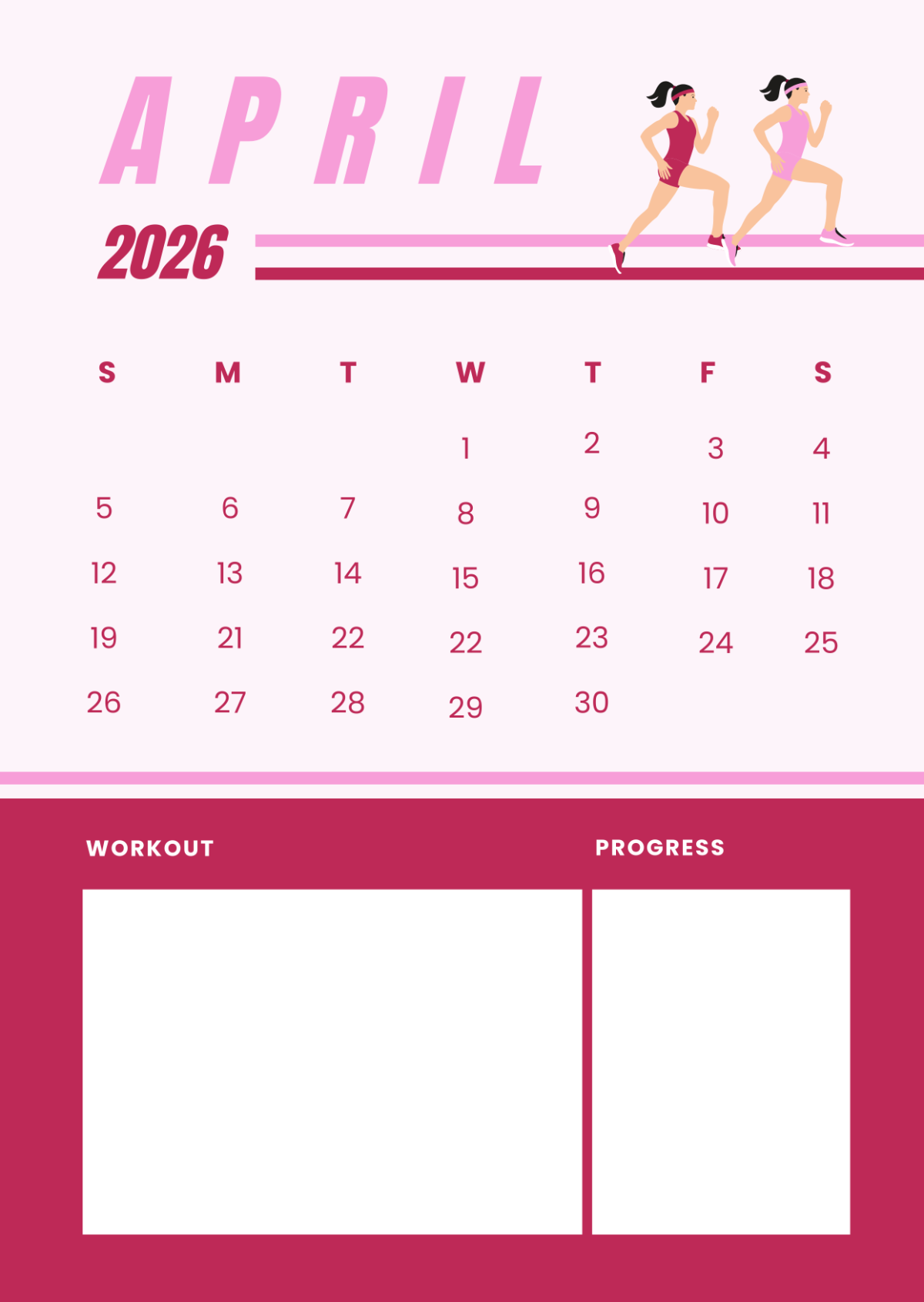 Free Printable Fitness Calendar 2026