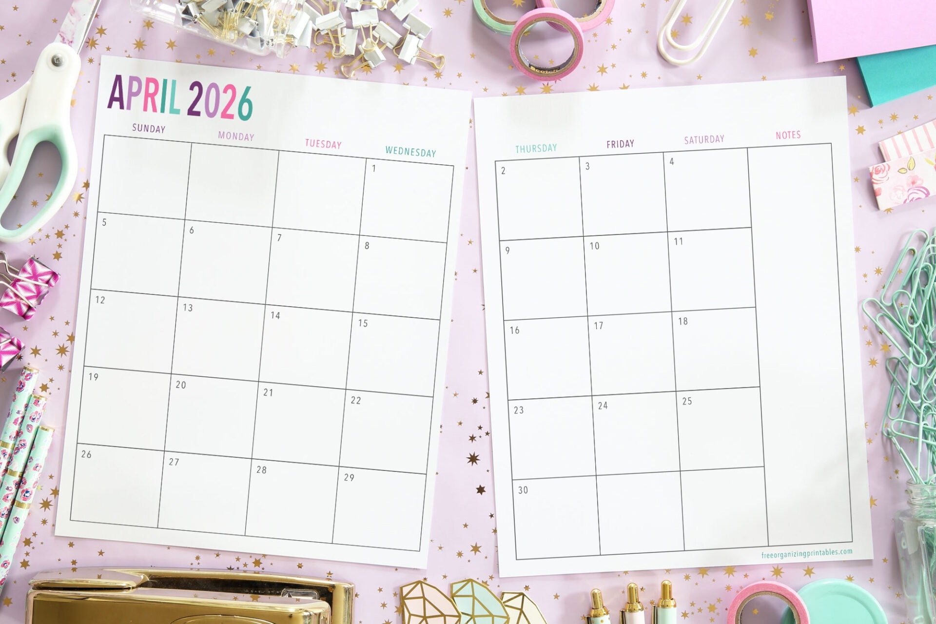 Binder Calendar 2026 Printable