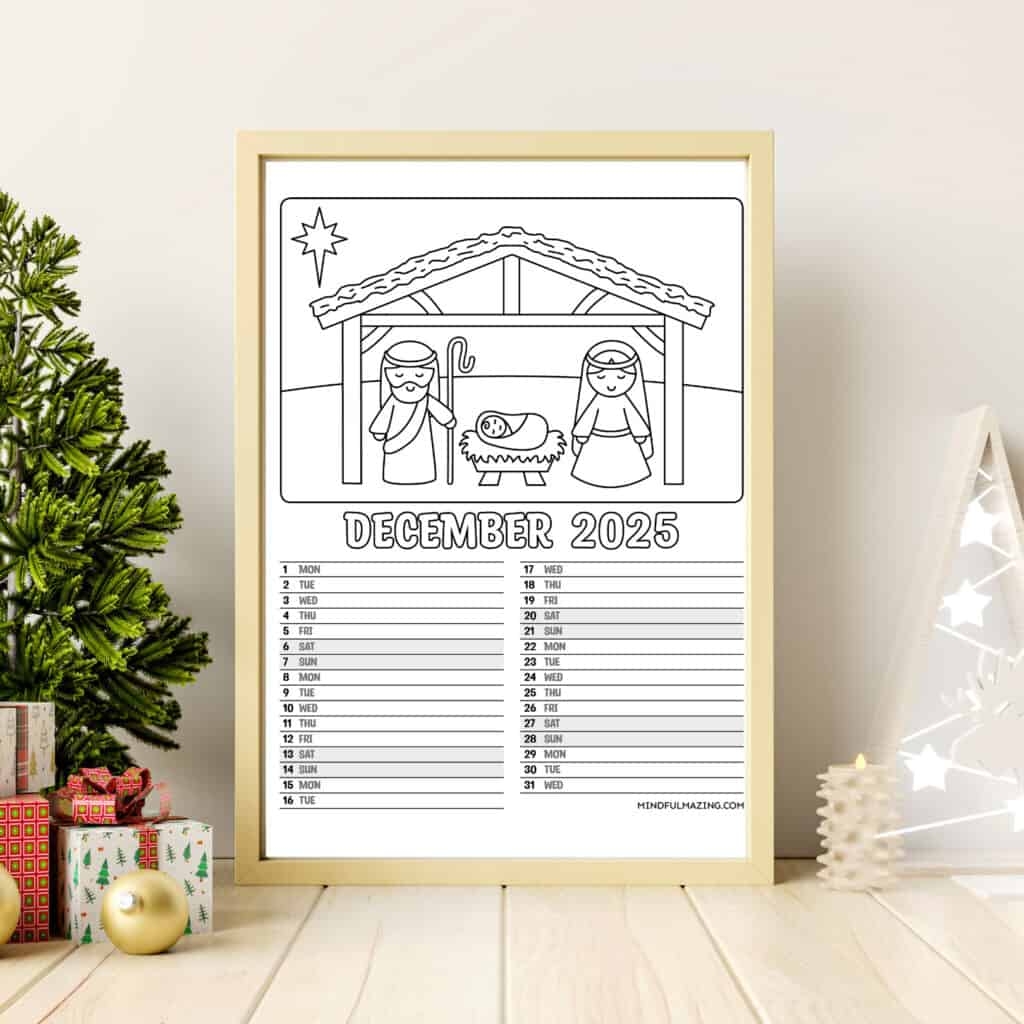 December 2025 Calendar Printable Kids