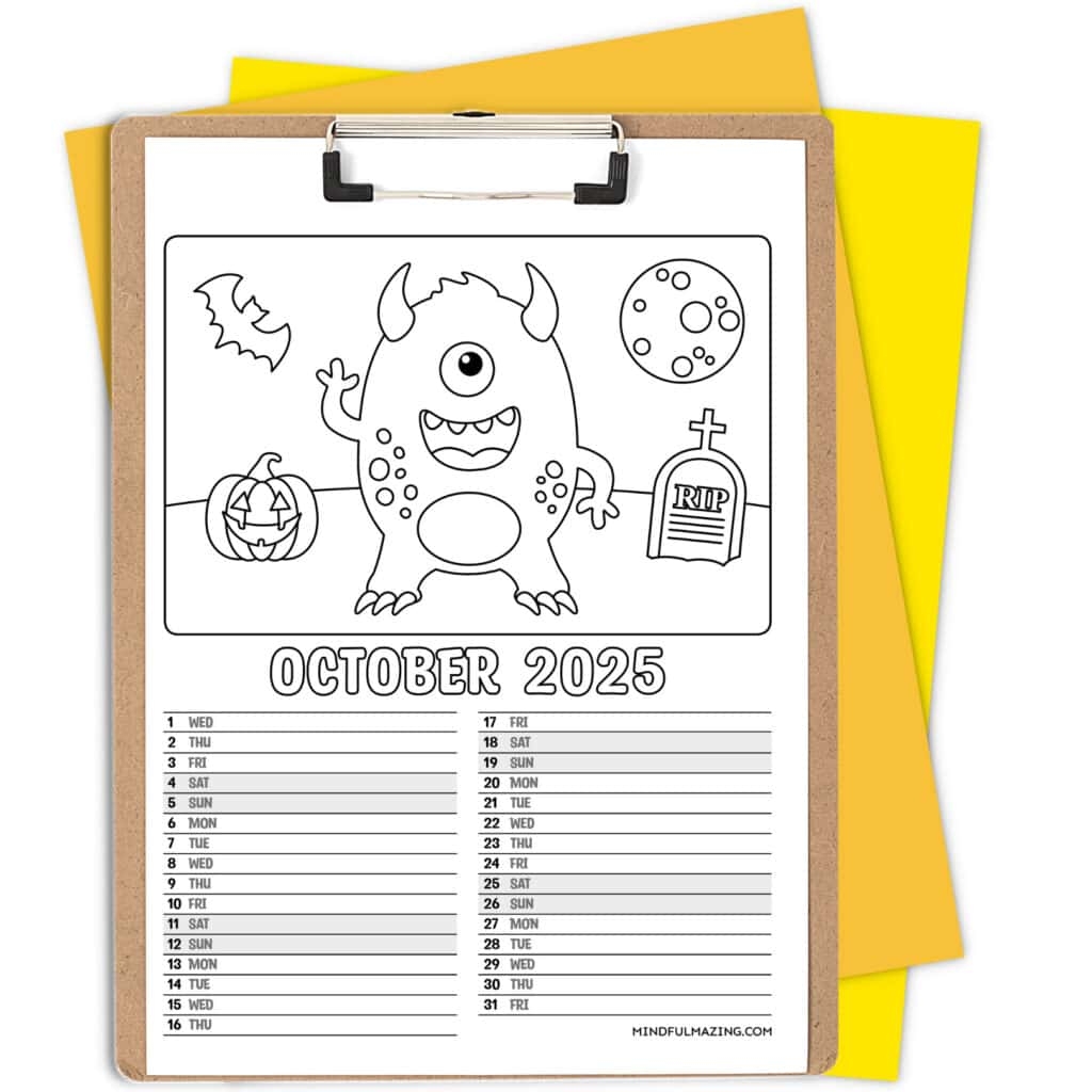 Free Printable 2025 Monthly Calendar For Kids Lined Mindfulmazing