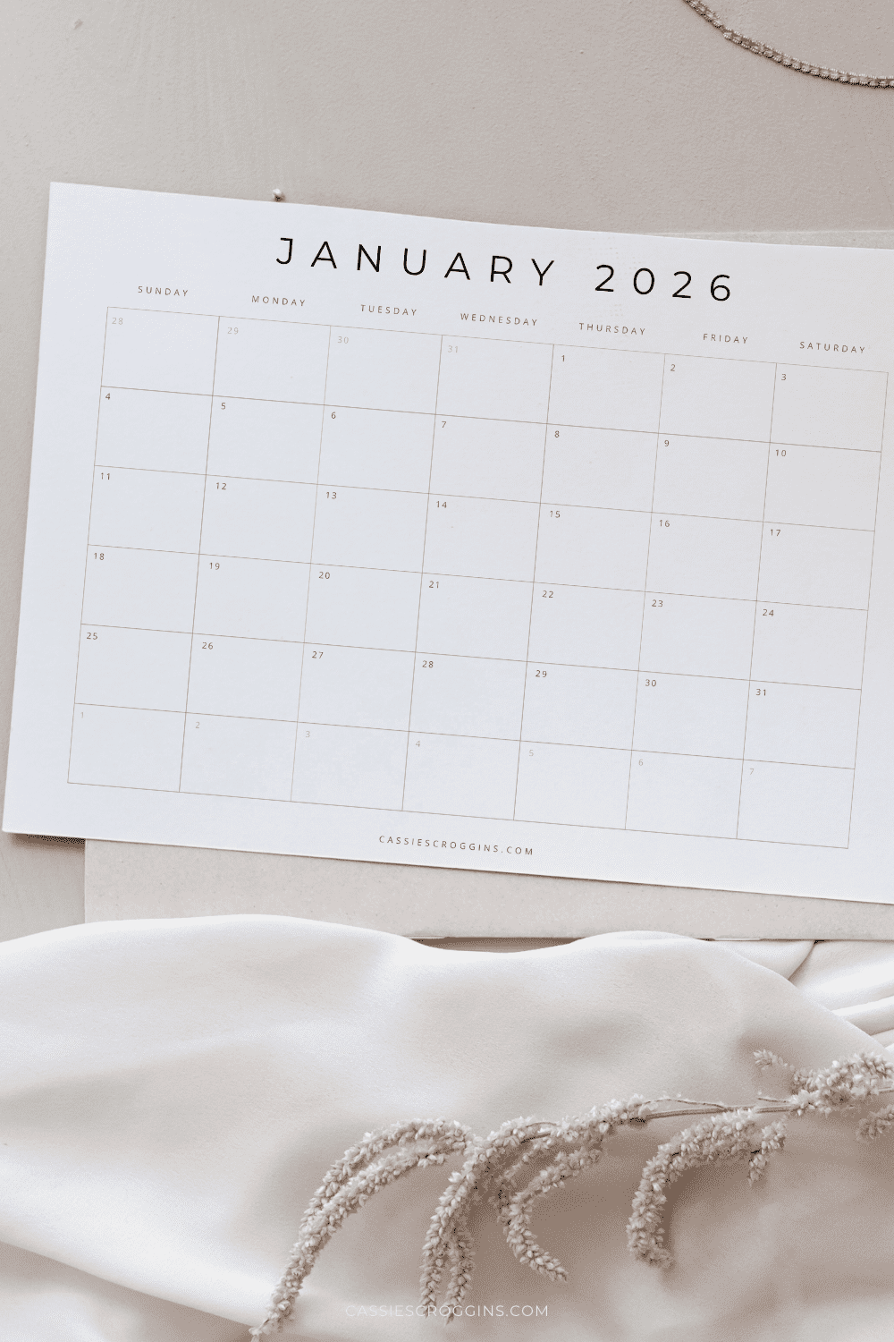 Free Printable Blank Calendar 2026