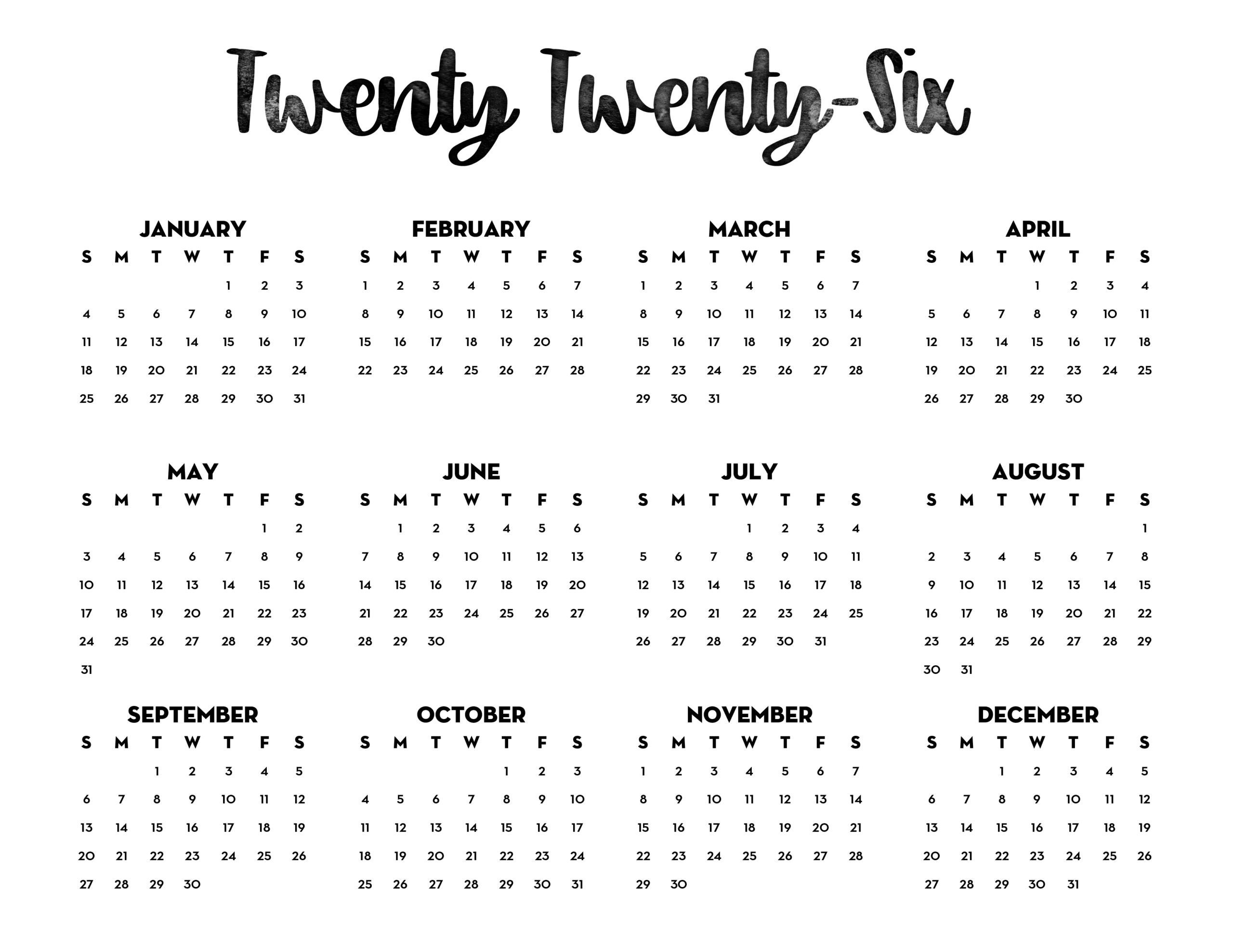Free Printable 2026 Calendar Page Inserts